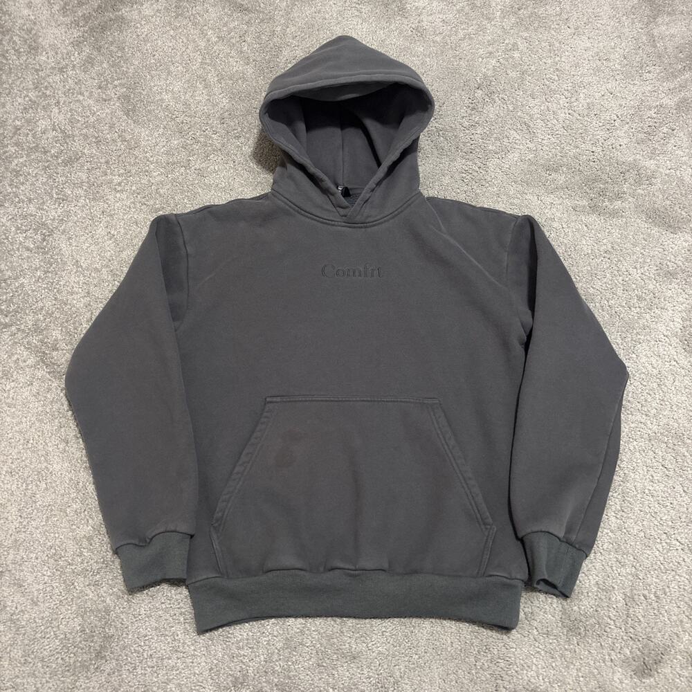 Comfrt Signature Hoodie Unisex Small Oversized Gray Fleece Sweatshirt